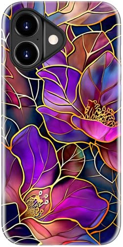 Image of Goodon for iPhone 17 Case Cute - Wireless Charging Compatible - Dual-Layer Hard Shell + Silicone Cover - Protective Phone Case with Trendy Designs for Women - Blooming Purple Flowers | Dual-Layer Hard Shell + Silicone, Slim Fit Protective Phone Cover with Wildflower Designs for Women Girls