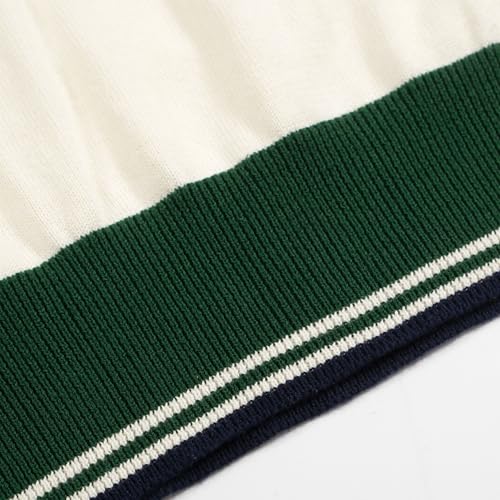 OXKNIT Men's Polo Shirts Short Sleeve Knitted Casual White Summer Shirt with Green Collar 5