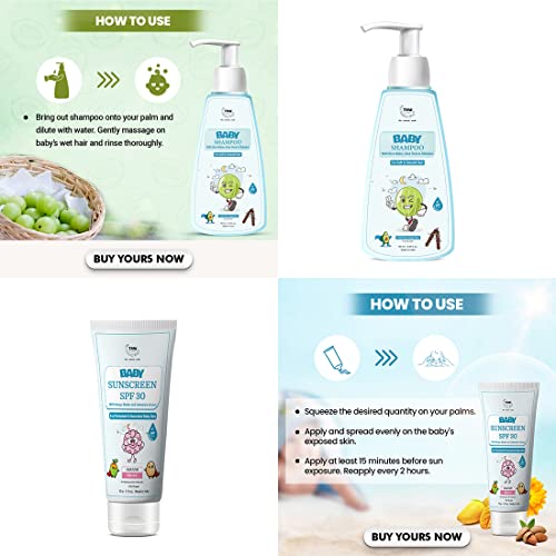 Image of TNW- The Natural Wash Baby Shampoo & Sunscreen SPF 30 Cream | For Cleansed Hair | Nourished Skin
