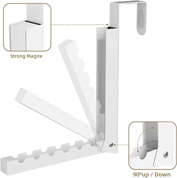 BAKON Over The Door Hanger Folding Clothes Drying Rack, Folding Hanging Coat Rack for Indoor Laundry Room Compact Small Space Foldable Portable Clothing Hanger Hook Collapsible- 2 Pack