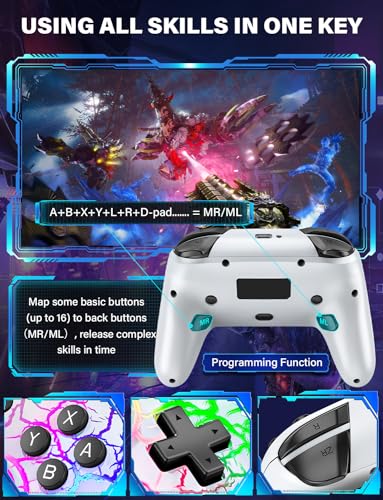 Image of ZRZLMVP Switch Controller Wireless for Nintendo Switch /OLED /Lite /Switch 2, 1000mAh Rechargeable Pro Controllers with 9 Colors LED Light, Switch Remote Control Gamepad with Turbo, Vibration, Wake Up