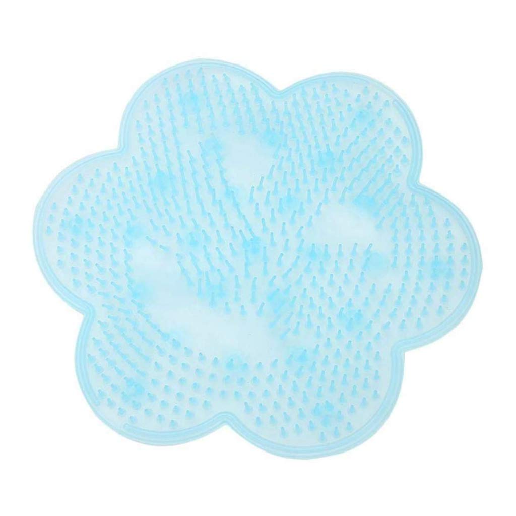 HozoraLazy Shower Massage Pad,Silicone Bath Exfoliator Massage Cushion Suction Cup Bathroom Brush Non-Slip Mat for Wash Foot Cleaning Dead Skin (Blue)