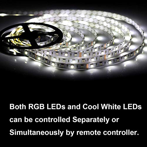 Image of SUPERNIGHT 5050 RGBW LED Strip Lights-16.4ft 300 LEDs(RGB+Cool White) | 6500K-7000K, Color Changing, High Brightness, Flexible, Cuttable, for Valentine, Wedding, Christmas Lights, Indoor Decoration