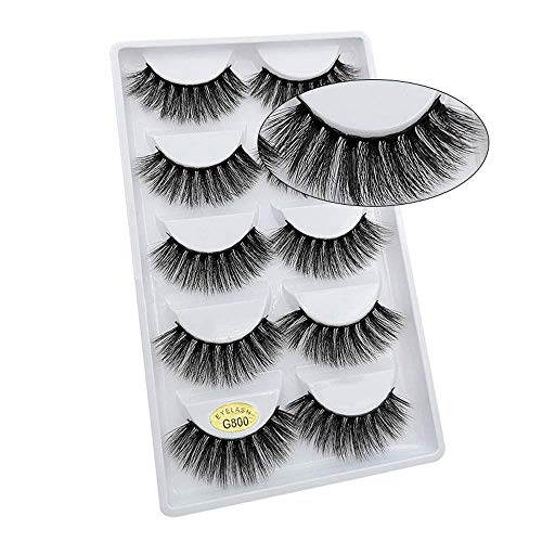 Preisvergleich Produktbild Fangyiyi Professional Falsche Wimpern,3D Nerzhaar Wimpern Natürliche Schwarz Lange Pure Handgemacht mit Unsichtbares Band Wiederverwendbar,1er Pack (1 x 5 Paar)