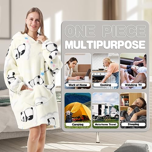 Oversized Blanket Hoodie, Adult Women Sherpa Fleece Wearable Blanket Warm and Cozy Giant Hooded Blanket Fluffy Sweatshirt for Women and Men - Image 3