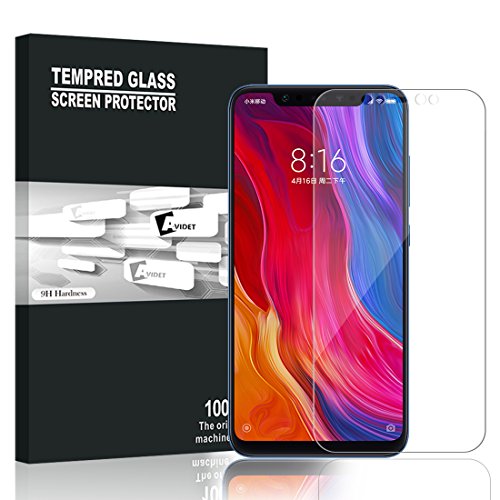 Xiaomi Mi 8 Screen Protector, AVIDET 9H Hardness Premium Tempered Glass Screen Protector for Xiaomi Mi 8 (2-Pack)