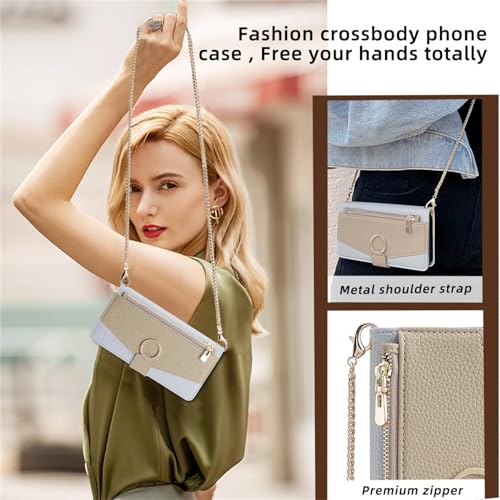 Étui portefeuille iPhone 15 Plus bleu antichoc anti-perte avec fermeture éclair - 7