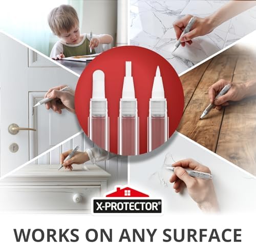X-Protector Touch Up Paint Pen Kit - 3 Fillable Paint Pens with 3 Types of Brushes - Premium Paint Pen Brush Set - Touch Up Paint Pens for Walls, Furniture, and Other Touch Up Works! - 4