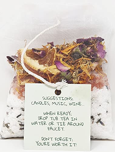 Tub Tea Natural & Organic Floral With Bath Salts- Handmade Herbal Soak For Relaxation & Muscle Relief! Self Soothing Bath Treatment! These Tub Tea Herbal Bath Bags Make Great Gifts! (Pack Of 1) #TOP2