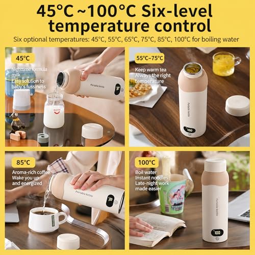 Tetera Eléctrica Portátil de 500ml con 6 Ajustes de Temperatura miniatura 3