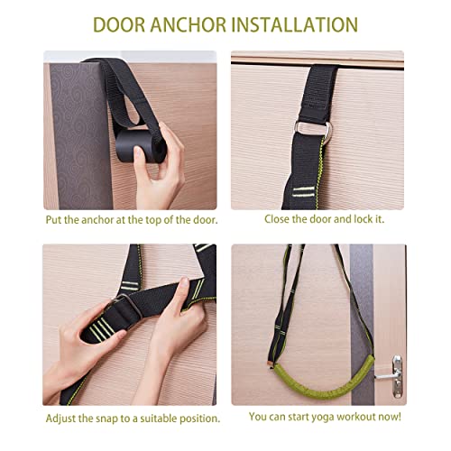 Btamud Yoga Stretch Strap Back Bend Assist Leg Stretcher Strap Stretching Equipment W/Door Anchor & 2 Workout Wall Mount Anchors Waist Flexibility Equipment For Fitness, Pilates, Dancing, Gymnastics #TOP6