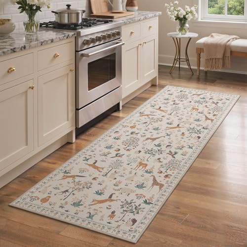 BESBLEE 2'6X10 Washable Kitchen Runner Rug, Animal Non Slip