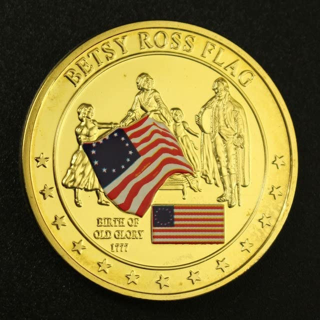 United States Betsy Ross Flag Souvenir Coin History of Old Glory Gold Plated Commemorative Coin USA Flag Coin Collectibles Coin