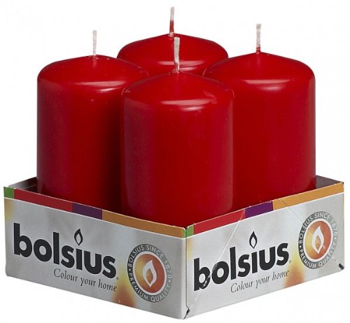 Preisvergleich Produktbild Stumpenkerze in Rot (4er Pack)