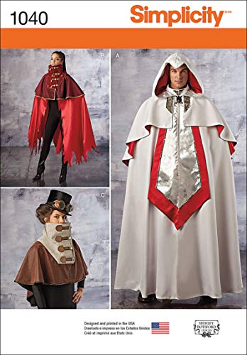 Simplicity Pattern 1040 Misses' and Men's Cape Costumes, Size XS-XL (A)