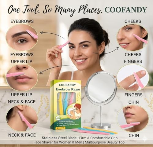 Image of COOFANDY 3 Pcs Eyebrow Razor for Women, Disposable Razor, Stainless Steel Blade & Firm Grip, Face Shaver for Women - Facial Hair Removal for Men - Neutral, Safe and Friendly