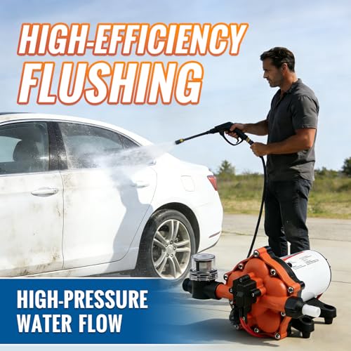 Image of YOUNGTREE 55-Series 12V RV Water Pressure Diaphragm Pump 7GPM 70PSI 12 Volt Five Chamber Water Washdown Pump Self Priming with Pressure Switch for RV, Garden, Irrigation, Boat, Home, Sprayer
