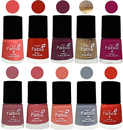 Image of ALL IN ONE (PACK OF 10), Long Lasting Glossy Nail Polish, 6 ml Each, All Vibrant Colours,01828