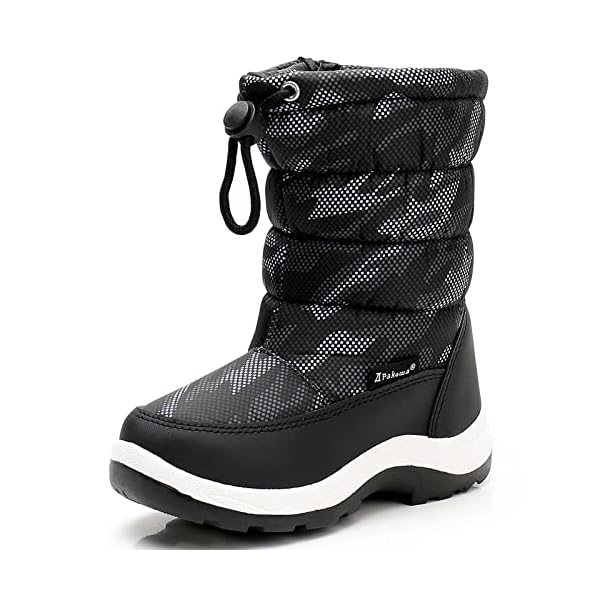 Apakowa New Kids Boys Cold Weather Snow Boots (Toddler/Little Kid) (Color : Grey/black, Size : 1 M US Little Kid)