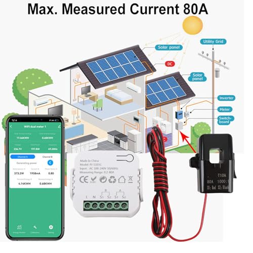 Compteur d'énergie monophasé rail DIN avec analyse en temps réel WiFi