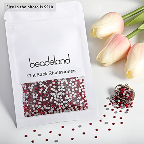 Image of Beadsland 2880pcs Flat Back Crystal Rhinestones Round Gems for Nail Art and Craft Glue Fix,Siam,SS10,2.7-2.9mm | Flatback Glass Gems, 2.7-2.9mm, for Nail Art Craft, Glue Fix