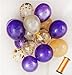 110 Party Balloons + 100 Yards Gold Curling Ribbon Roll Set By Sogorge:34 Gold Balloons | 33 White Balloons | 33 Purple Balloons | 10 Gold Confetti Balloons - 12-Inch Opaque Latex Balloons For Parties