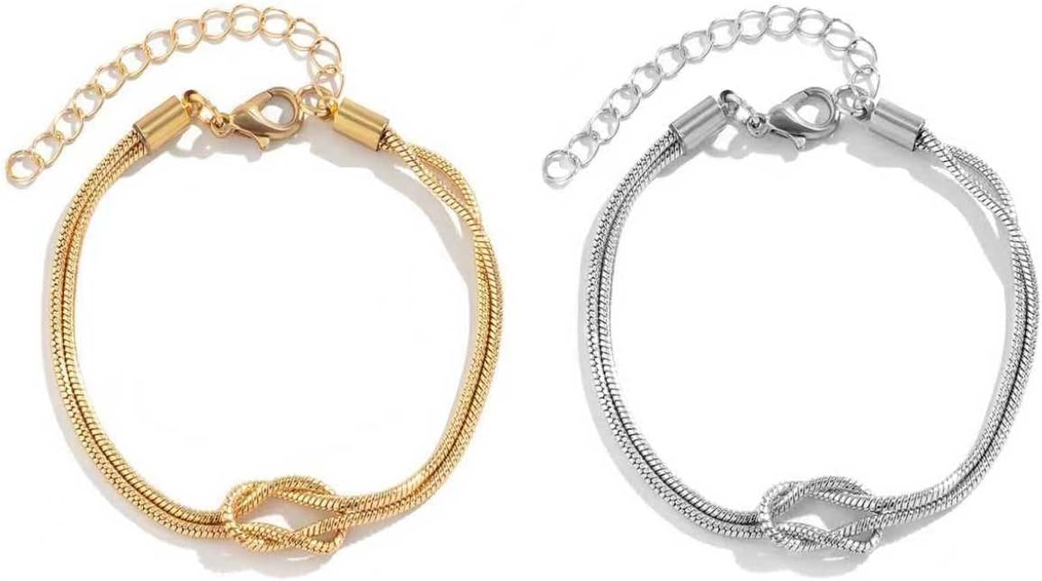 Bracelets for Women Matching Bracelets for Couples Love Knot Bracelet Dainty Snake Chain Forever Infinity Bracelet Adjustable Friendship Bracelet Jewelry Gifts