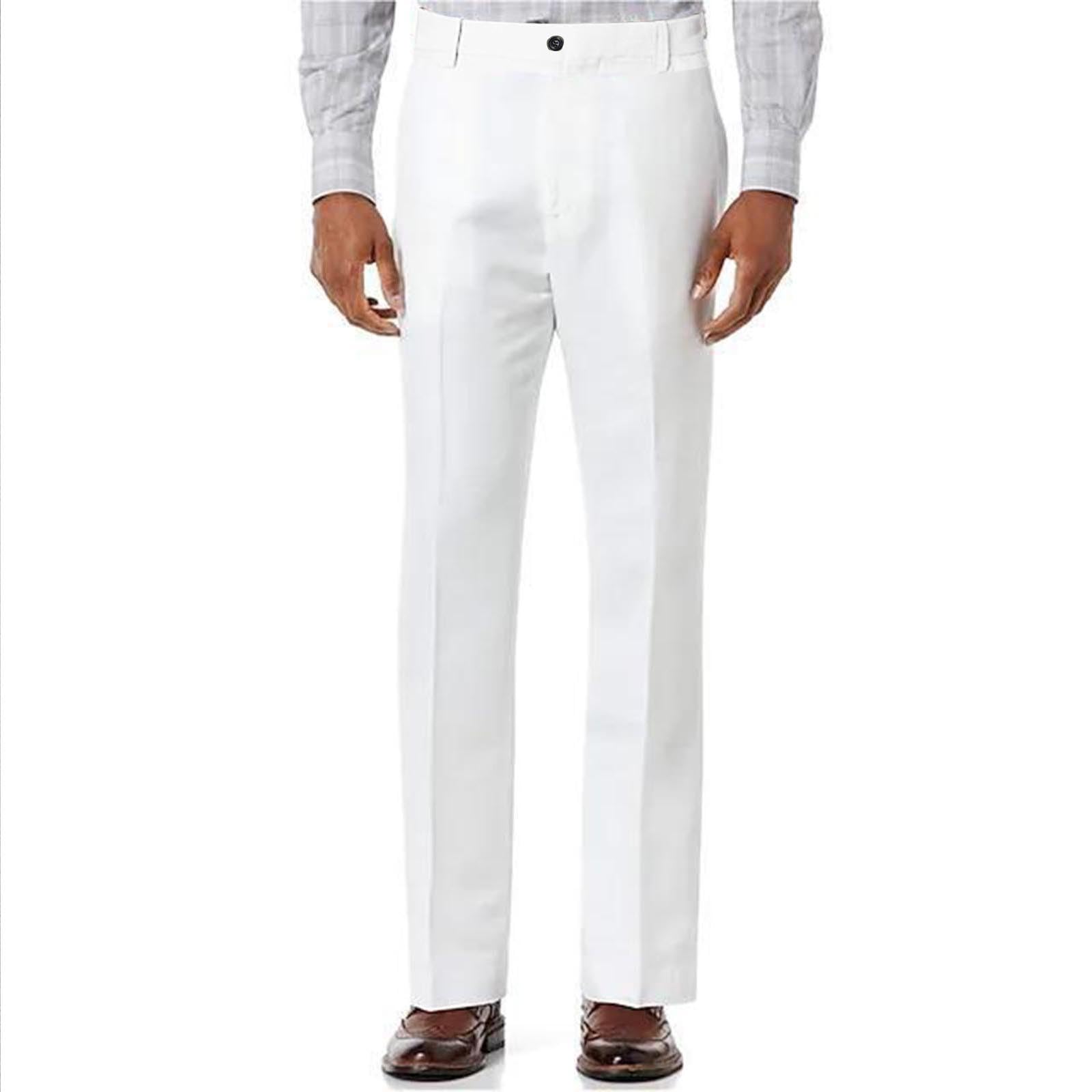 Mens Classic Fit Flat Front Dress Pants Business Casual Solid Color Lightweight Straight Leg Suit Pants for Men