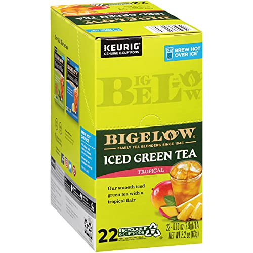 Bigelow Tea Tropical Iced Green Tea K Cups, 22 Count Box (Pack Of 4), Caffeinated 22 K Cup Pods Total #TOP3