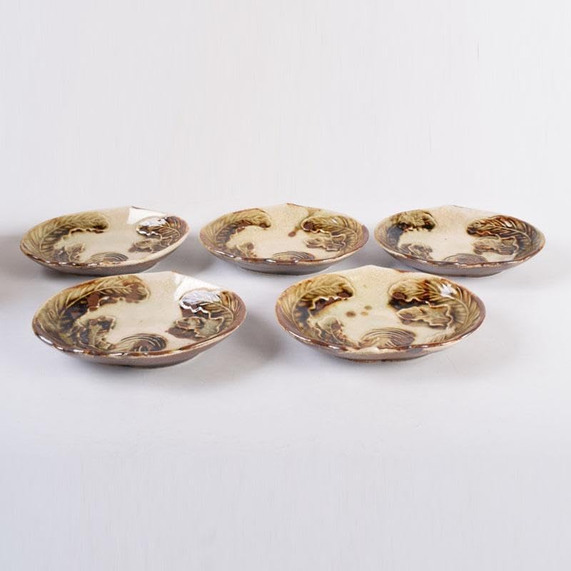 和食器　色絵　カブ形　銘々皿　五客　時代箱　V　8440 食洗機対応】和食器 色絵 カブ形 銘々皿 五客 時代箱 V 8440