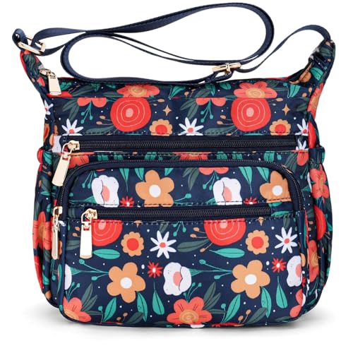 RNIEGA Nylon Crossbody Bags for Women Multi Pocket Cross Body Purse