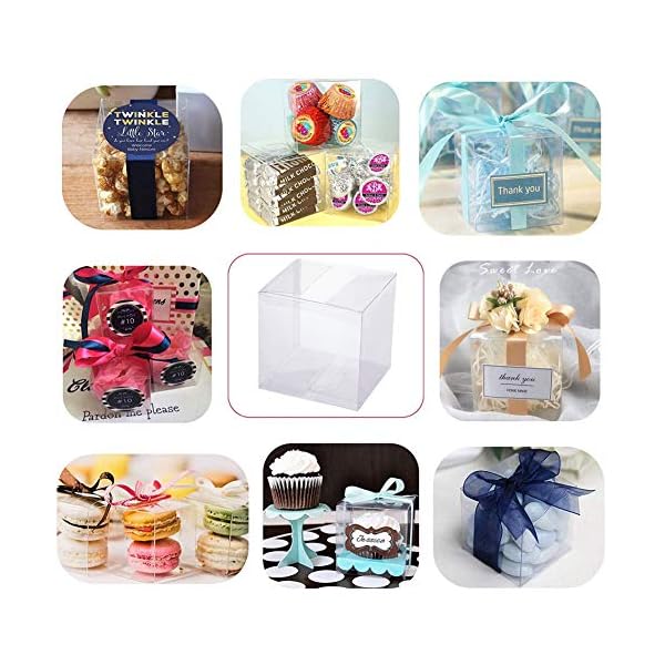 BENECREAT 10 Pack Caja Plegable Cajita Plástica 12x12x12cm Envase Transparente de Regalo Contenedor de Dulce Chocolate… - Imagen 8