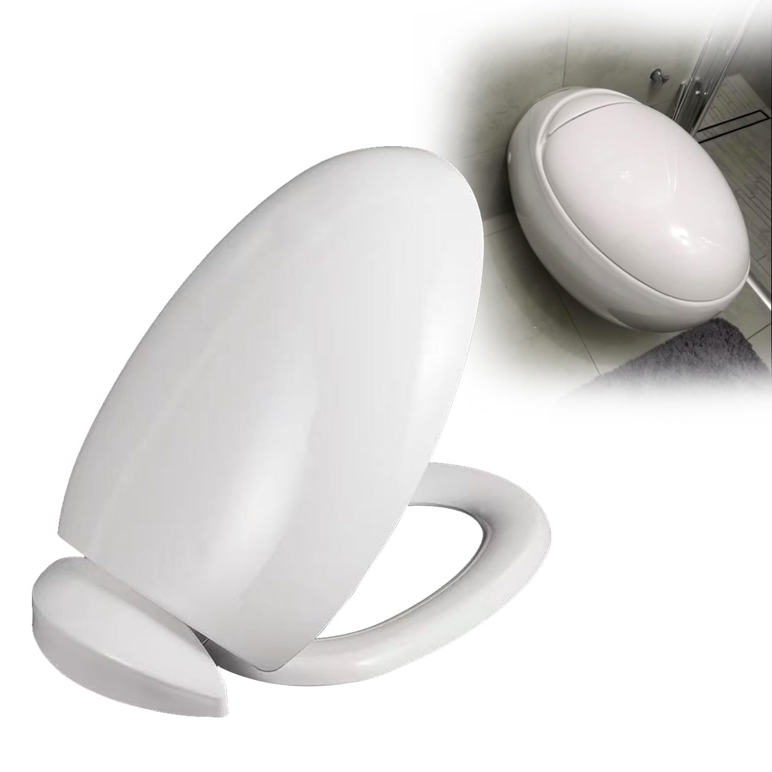 QMZDXH White Toilet WC Quick Release Soft Close Sea removable toilet seat quiet cover toilet seat bumpers white Removable Elongated Bowl White Toilet Seat