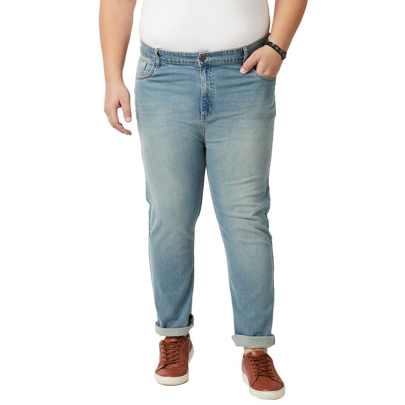 Zush Men's Blue Color Mid Rise Regular Fit Plus Size Stretchable Jeans