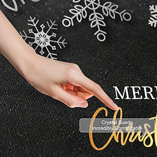 Tapis de porte flocon de neige doux haut de gamme fond noir lavable - 4