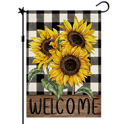 CMEGKE Sunflower Garden Flag Buffalo Spring Summer Fall Garden Flag Vertical Double Sided Burlap Party Holiday Yard Home Farmhouse Outside Decor 12.5 x 18 In B