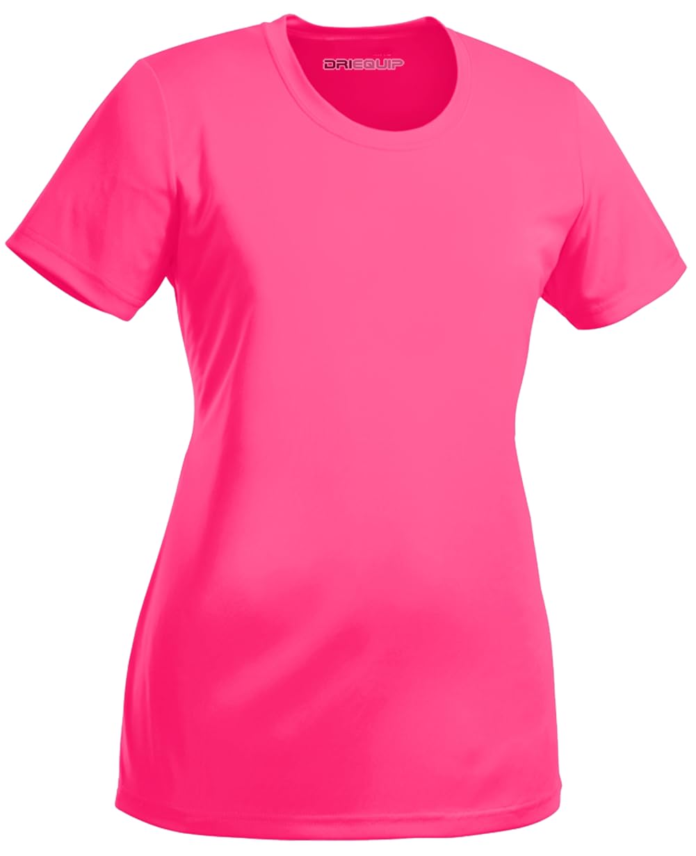 Joe's USA Dri-Equip Women's All Sport Neon Color High Visibility T-Shirt, Neon Pink, X-Large