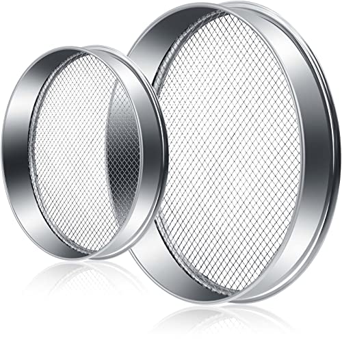 Windyun 2 Pcs Stainless Steel Soil Sieve Compost Sifter Screen With 2 Interchangeable Mesh Filter Sizes (6/10 Mm) Dirt Sifter For Rocks Sand Sifter Bonsai Gardening Tool Garden Seeding Cultivation #TOP8