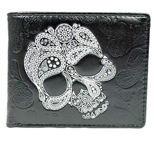Shagwear Abstract Skull Men's Bi-Fold Wallet, Black