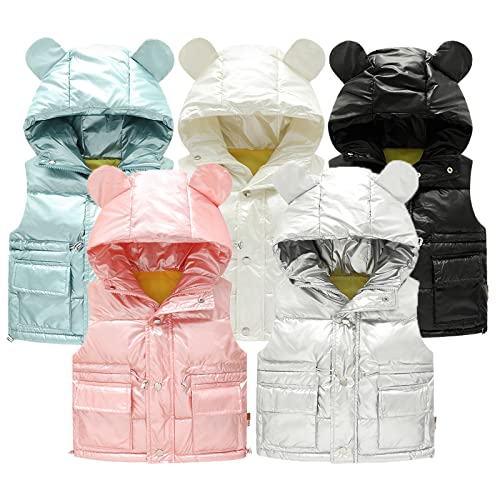 Toddler Kids Baby Boys Girls Hooded Padded Puffer Vest Cute Lightweight Sleeveless Bear Jacket Winter