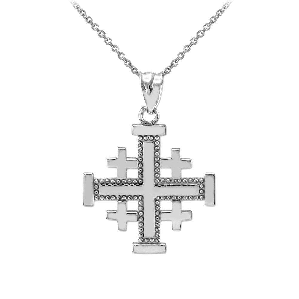 Claddagh GoldMasonic Jewelry (Freemason) .925 Sterling Silver Heraldic Jerusalem Cross Crucifix Cross and Crosslets Five Fold Crusader Pendant Necklace - Choice of Pendant Only or Necklace Chain Length