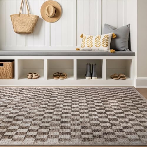Tapete decorativo beige con diseño geométrico 4' x 6'