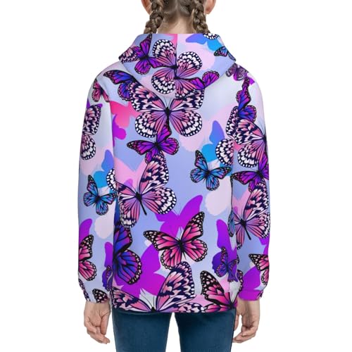 Flying Butterflies Kids Pullover Hoodies Boys Sweatshirts Girls Athletic Clothes with Pocket4