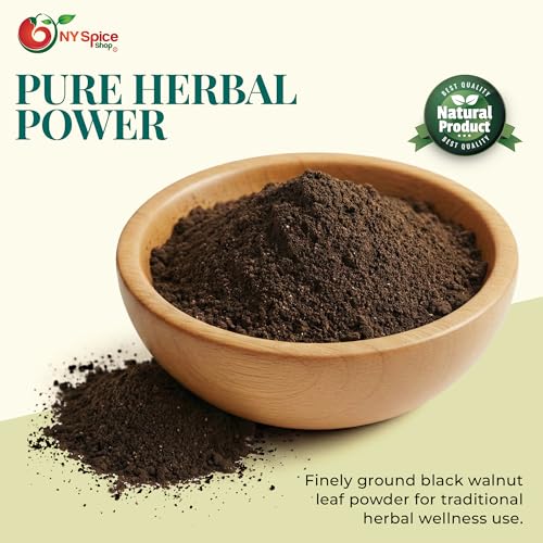 Image of NY Spice Shop Black Walnut Leaf Powder - 4 Ounce Ingredient Juglans Nigra - Traditional Culinary Leaf for Cooking Brewing Blending - Flavorful Infusion Base for Recipes