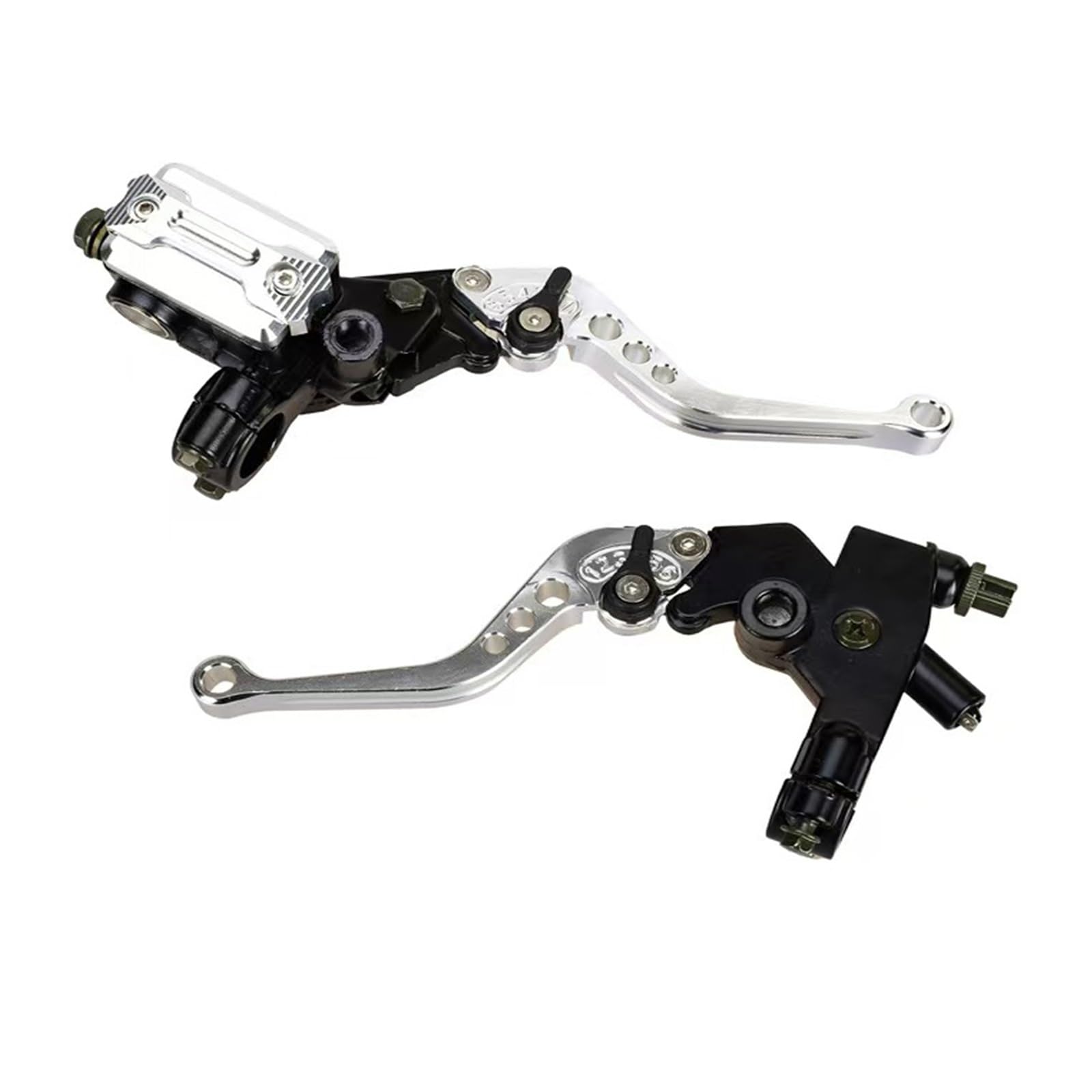 IUKMR Motorcycle Clutch Brake Lever 22mm Brake Clutch Pump Master Cylinder Handles Motorcycle Lever Handlebar Hydraulic for ATV Electric Moto(Silvery)