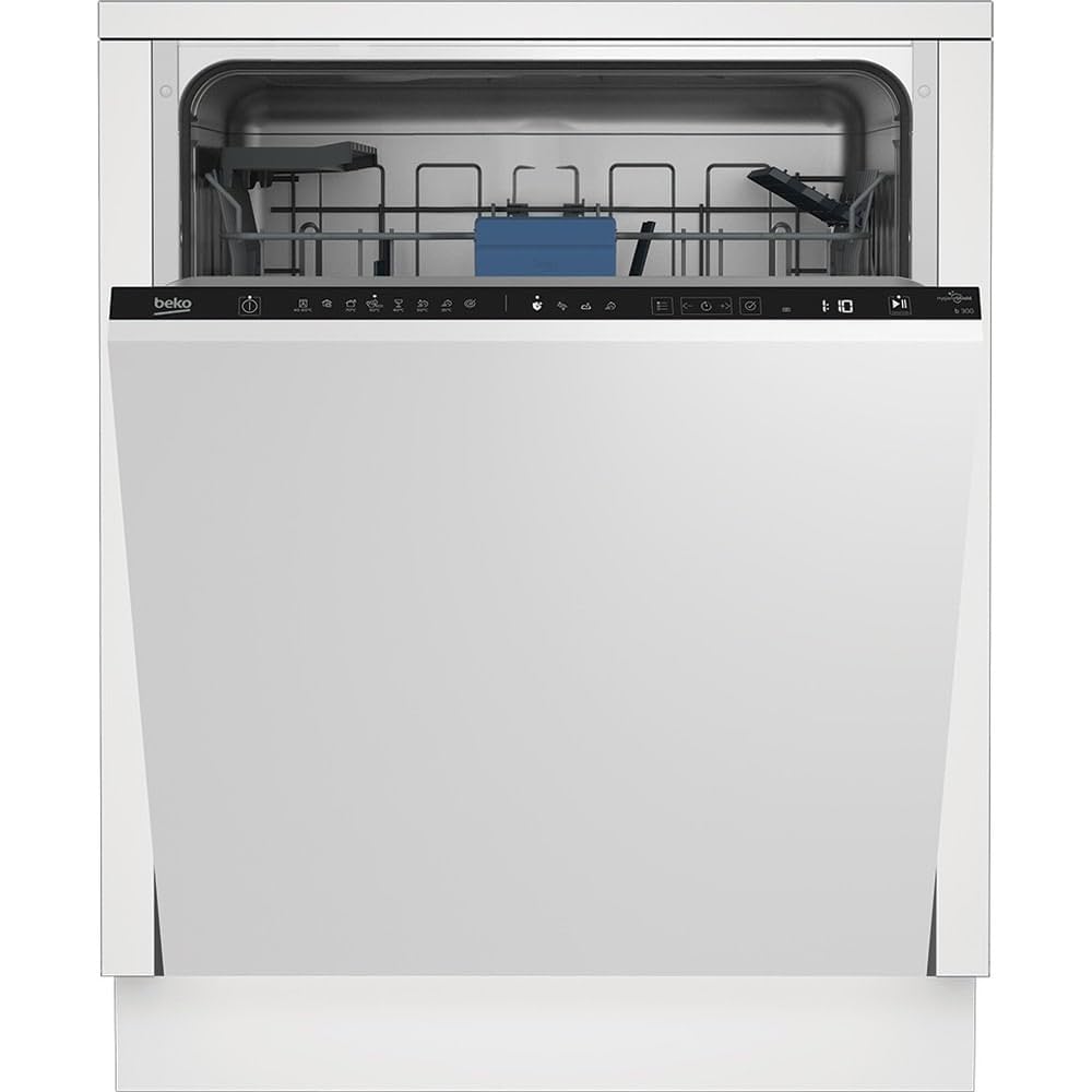 Beko Geschirrspüler, 60 cm, Klasse C, 44 dBA, 14 Gedecke, 8 Programme, LEDSpot, Schnellwasch, Edelstahl, Schwarz, Vollständig versenkbar, Eingebaut