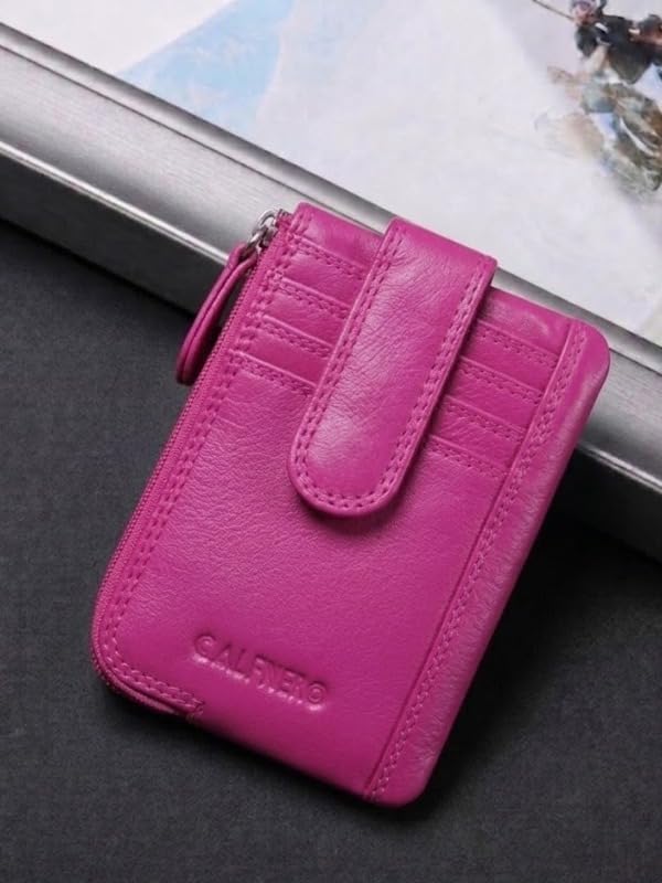 Image of Calfnero Genuine Leather Card Holder & Key Case for Men & Women | Slim Wallet with Zipper Pocket, Card Slots & Key Chain | Compact Travel Organizer
