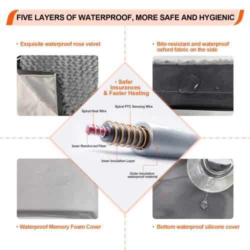 Heated Dog Bed, 12V Safe Voltage Far Infrared Electric Heating Arthritis Orthopedic Dog Bed With Thickened Memory Foam, Aexinbo Heated Pet Bed With Waterproof Cover For Medium Dogs, Large Dogs (Large) #TOP4