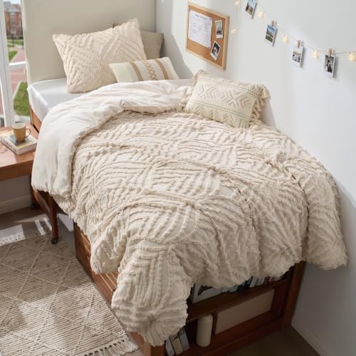 Image of BEDELITE Boho Comforter Set Twin - Tufted Boho Bedding Set, Cream Beige