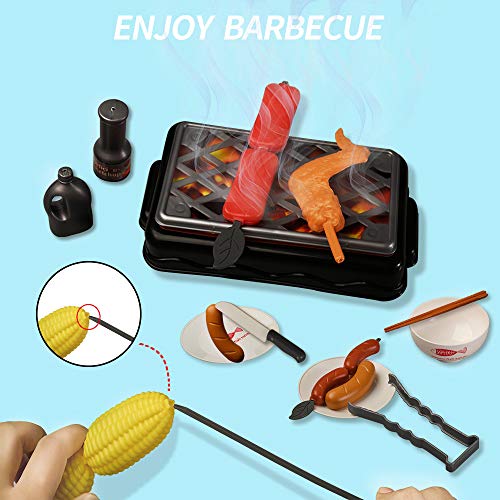 QDH Kids Kitchen Toys Pretend Play Kitchen Toy Sets with Electronic Induction Cooktop, Pots Pans, Cooking Utensils Accessories, BBQ Play Food, Learning Gift for Toddlers Boys Girls 2+ Years Old